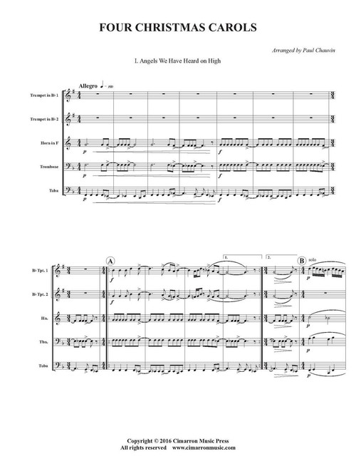 FOUR CHRISTMAS CAROLS BRASS QUINTET (TRAD./ ARR. CHAUVIN) PDF Download