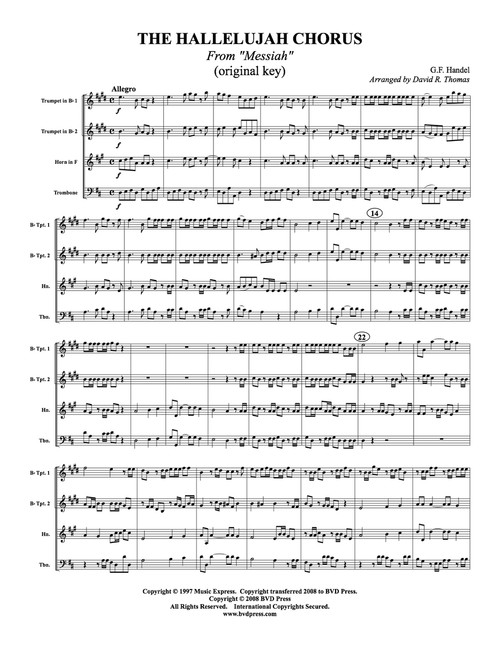 hallelujah chorus brass quintet sheet music pdf