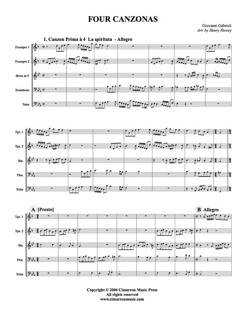 gabrieli brass quintet sheet music