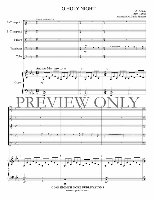 o holy night brass quintet sheet music