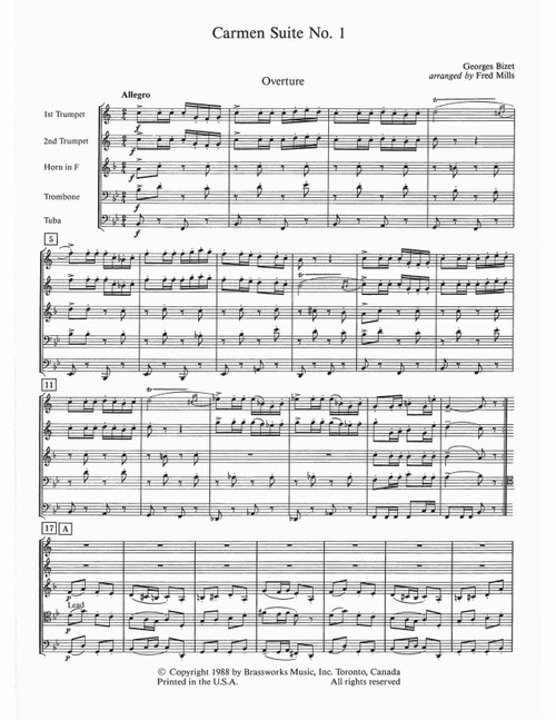 Carmen Suite pour quintette à vent Carmen Suite (score & parts) - WW5 - Trevco Music