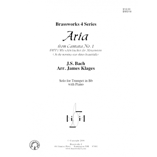 Aria from Cantata No. 1 for Solo Bb Trumpet w/ Piano (J.S. Bach/arr. Klages) PDF Download Aria from Cantata No. 1 for Solo Bb Trumpet w/ Piano (J.S. Bach/arr. Klages) PDF Download