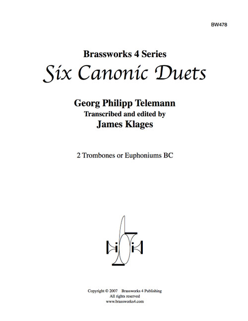 Six Canonic Duets for Two Trombones or Euponiums BC (Telemann/Klages) PDF Download Six Canonic Duets for Two Trombones or Euponiums BC (Telemann/Klages) PDF Download
