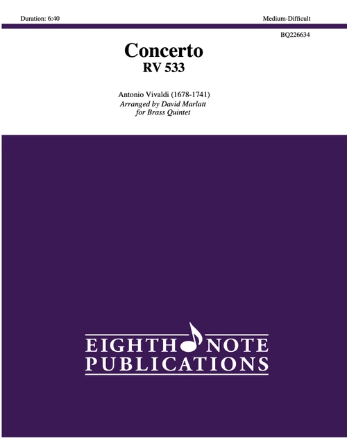 Concerto RV 533 for Brass Quintet (Vivaldi/arr. Marlatt) PDF Download