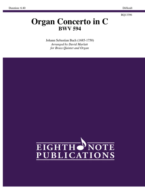 Organ Concerto in C (BWV 594) for Brass Quintet and Organ (Bach/arr. Marlatt)