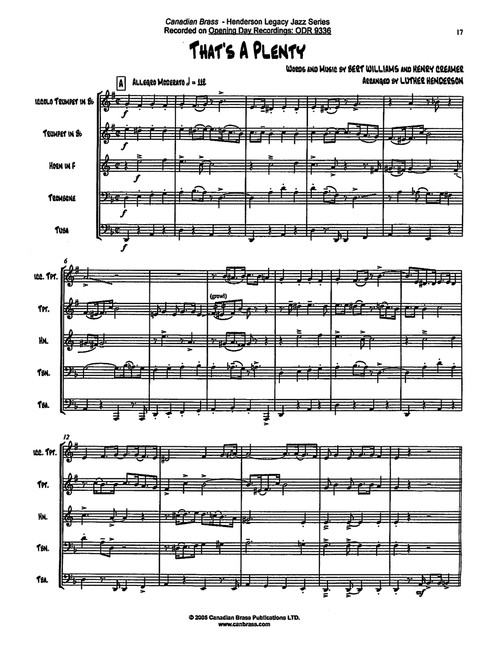 Early Jazz Classics Brass Quintet Series