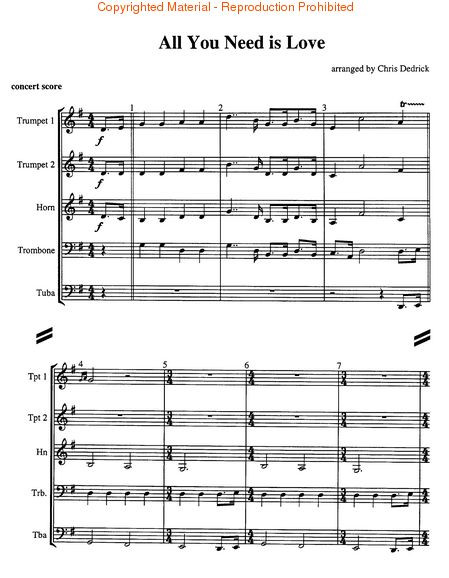 All You Need is Love (Beatles) Brass Quintet Music Collection