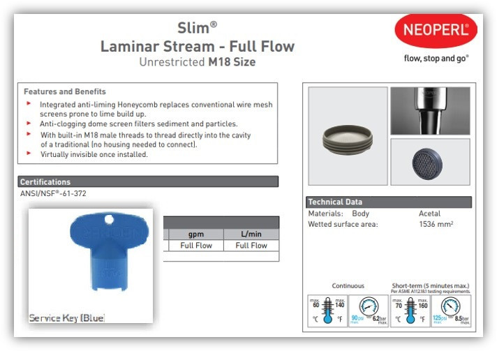 Slim Mounting Key blue Tom Thumb Aerator M18 Easy Installation