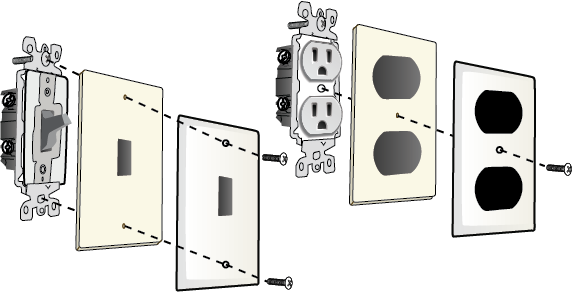 Universal Pack decora Standard US Electrical Outlet & Light wall plate ...
