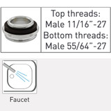 Neoperl 1530605 Male 11/16”-27 faucet adapter for regular threaded female aerators
