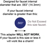 .563" diameter faucet adapter fix unthreaded hose stripped faucets no threads replacement aerator adapter