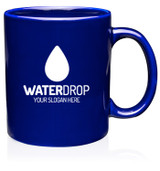 Ceramic Cobalt Blue Coffee Mug Water Drop Logo Water Saving Message Custom Printed Ceramic Cobalt Blue Coffee Mug Water Drop Logo Water Saving Message Custom Printed