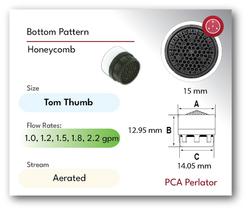 Honeycomb pattern PCA Perlator tom thumb tiny small size insert 2.2 yellow specs