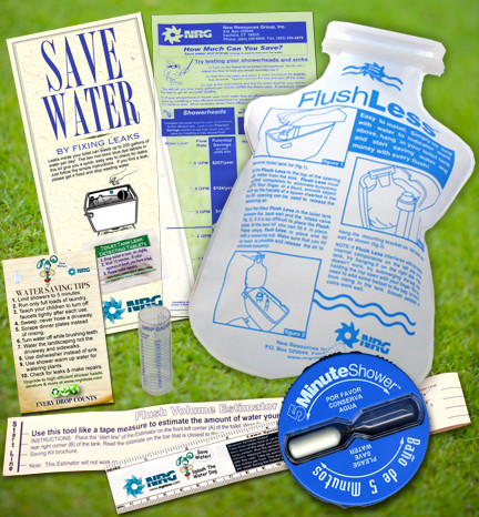student awareness water kit flush volume toilet calculator ruler shower timer kids educational outreach learn about saving conservation dye tablets