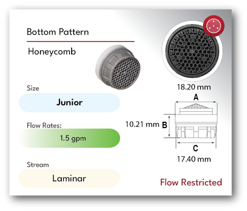 laminar aerator faucet insert for male female spec green dome junior size restricted flow