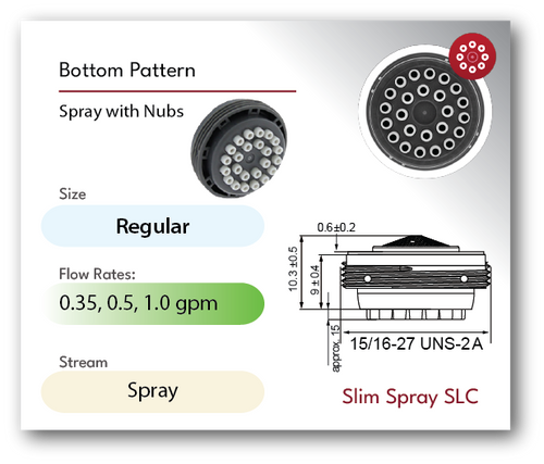 Regular Size 15/16" slim spray SLC aerator specs low flow