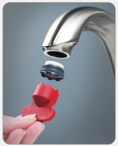 Install Cache coin slot hidden insert faucet aerator spray Tom Thumb M16.5 key wrench yellow tool