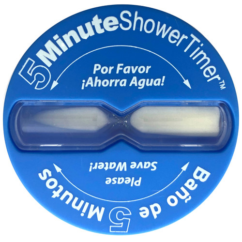Spanish English Shower timer shorter 5 minute bathroom water saver kids quick save