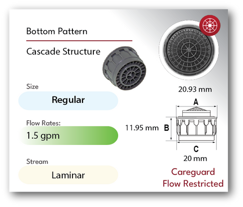 care guard laminar aerator faucet insert for male female spec gray dome regular size health facilities cascade clear