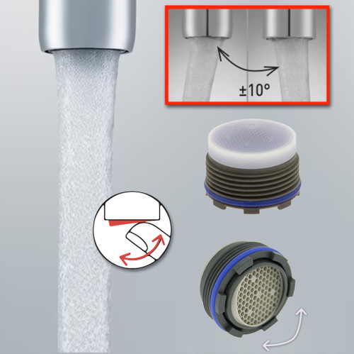 Neoperl  Cache perlator Adjustable MPN  18 0540 5 full flow 1.0 gpm Tiny Junior size SSR Low Flow insert standard  aerator faucets M18.5 Threads aerated soft economy Male no housing home kitchen bathroom saver Softflo directional swivel stream WaterSense