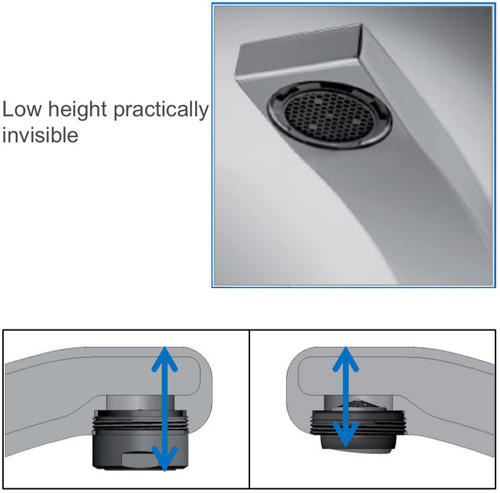 Slim air faucet low profile designer model neoperl aerator