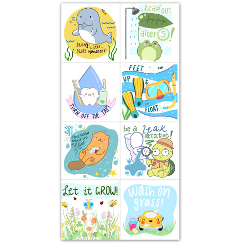 Kids Water Saving Conservation temporary tattoos full educational outreach color utility city municipality event aquarium waste water promo marketing give away