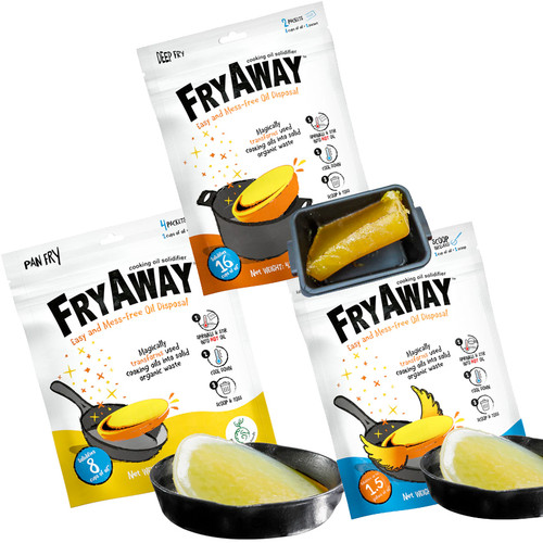 Pan Fry Away, deep school oil fry grease kitchen pipe saver super extra oil fat scoop and throw in garbage dispose instead of pour down drain