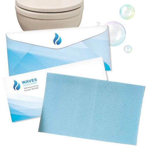 Toilet Cleaning sheet Eco promotional product custom envelope clean detergent sheets save water plastic conservation green friendly municipal city utility company promo marketing give away save conserve