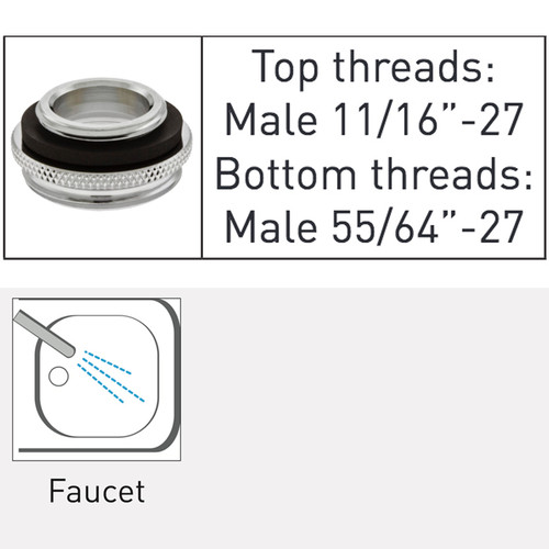 Neoperl 1530605 Male 11/16”-27 faucet adapter for regular threaded female aerators