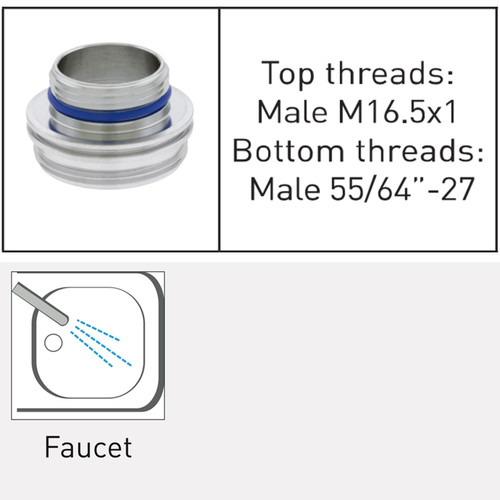 Neoperl 1304105 Cache male Thread Adapter for hidden inserts small 16.5 Metric male for female standard aerator threads