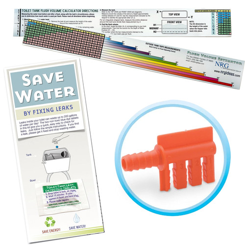 toilet tune up flush calculator water saving device kit. Utility bathroom toilet water saver, leak detecting dye-tablets. Fill Cycle Diverter
