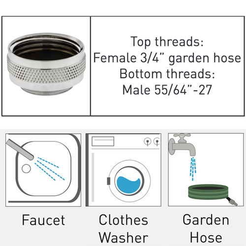 Female 3/4”-11.5 GHT neoperl washing machine adapter for small appliances sink apartment dish washer hose threaded
