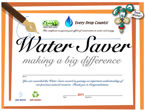 Student Water Achievement Certificate | Child Water Conservation Award Student Water Achievement Certificate | Child Water Conservation Award