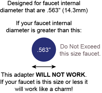 .563" diameter faucet adapter fix unthreaded hose stripped faucets no threads replacement aerator adapter