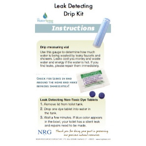 Flow Drip Kit -  Gauge Water Measuring Vial & Toilet Tank Leak Detecting Tablets & Faucet Flow Gauge Bag