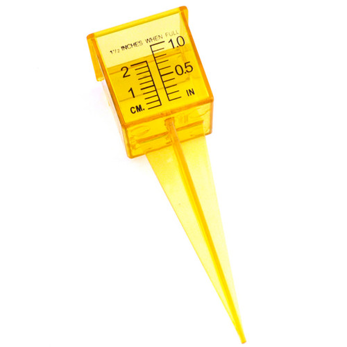 Simple Rain Gauge 1 half inch wide mouth sprinkler lawn garden measuring outdoor saver yellow stake
