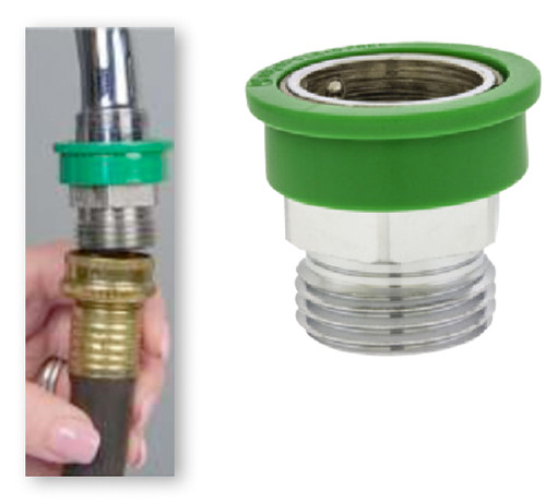 Quick Connect Hose to Faucet Coupler and Fitting Dual Thread by 3/4 in. Brass MGH Good for Portable Appliances Snap Fit