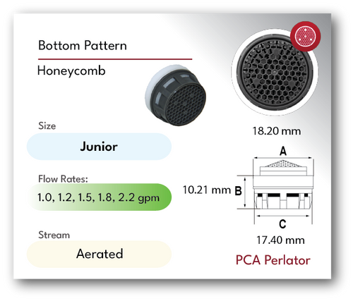 PCA Neoperl honeycomb perlator 1.0 gpm blue screen junior dual core specs junior size