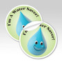 Child badge students teacher reward water saving icon 3D digital water drop Animated character sticker decal for utility educational outreach add logo conservation message kids notebooks phone cases