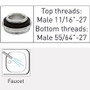 Neoperl 1530605 Male 11/16”-27 faucet adapter for regular threaded female aerators