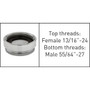 Female 13/16"-24 Fits "Chicago" threads x Male 55/64"-27 fits a standard regular female