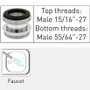 Neoperl adapter Male 15/16”-27 (Extra Long) to fit standard female threaded aerators
