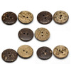 Pack of 10 Brown Etched Patterned Coconut 2 Holes Round Buttons 23mm