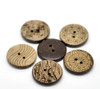 Pack of 10 Brown Etched Patterned Coconut 2 Holes Round Buttons 23mm