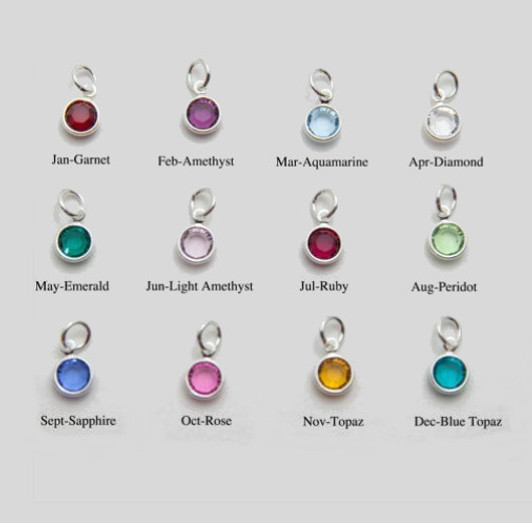 Silver Plated Birthstone Channel Charms - Small