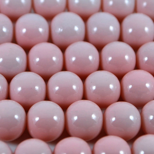 Varnished Baked Glass Beads Baby Pink - 8mm