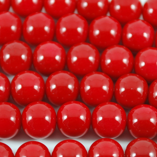 Varnished Baked Glass Beads Cherry Red - 8mm