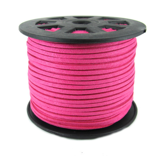 Faux Suede Cord 3x1.5mm - Bright Pink