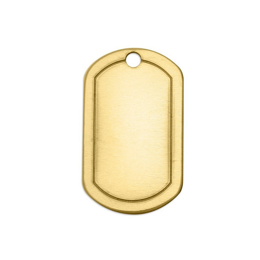Brass Rectangle Dog Tag Border Blank with Hole, 34mm - 10 pk