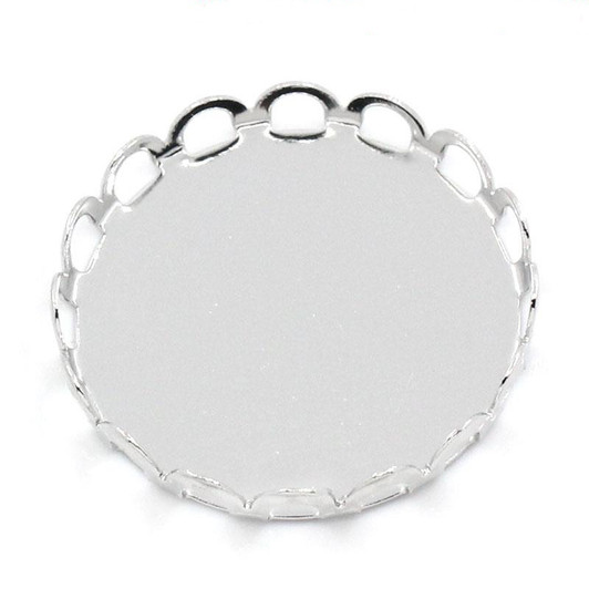 Silver Tone Round Cabochon Settings 27mm (Fits25mm)